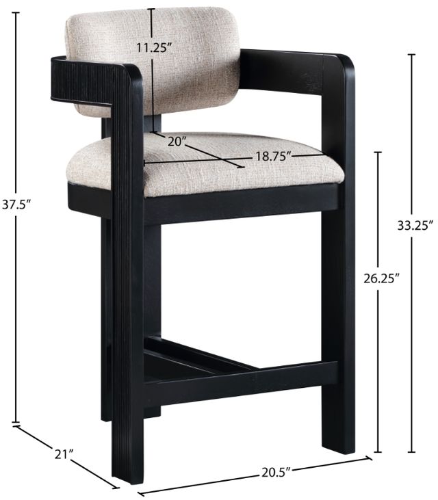 Meridian Furniture Sacha Beige Upholstered Counter Stool-2
