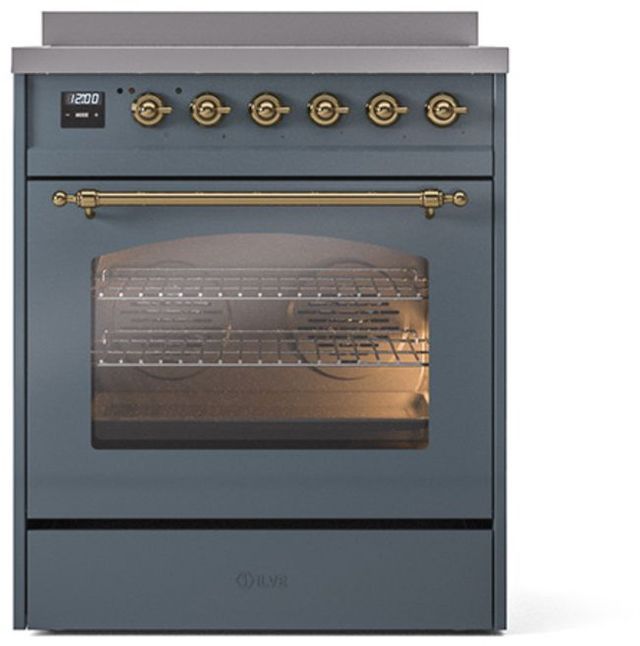 Ilve® Nostalgie II Series 30" Blue Grey Pro Style Induction Range-1
