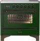 Ilve® Majestic III 36" Emerald Green Pro Style Induction Range with Triple Glass Door and Burnished Trim-0