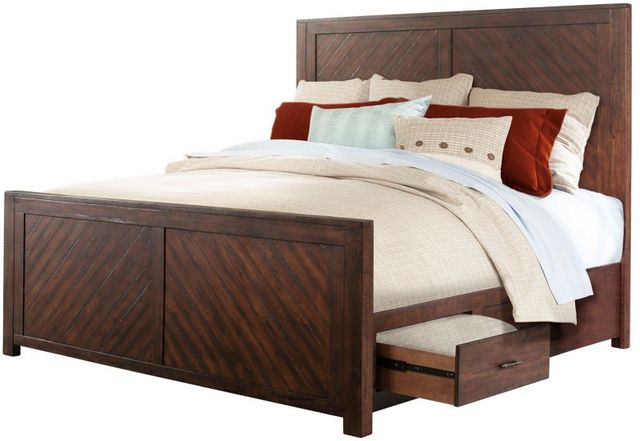 Elements International Jax 4-Piece Cherry Queen Panel Storage Bedroom Set-2