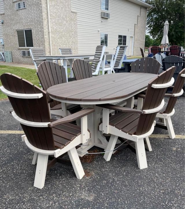 Creekside 7' Oval Dining Height Table with 6 Classic Back Swivel Dining Chairs, Smooth Colors-2