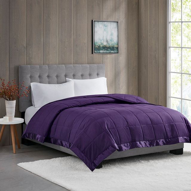 Olliix by Madison Park Windom Purple Full/Queen All Season Microfiber Down Alternative Blanket with 3M Scotchgard-4
