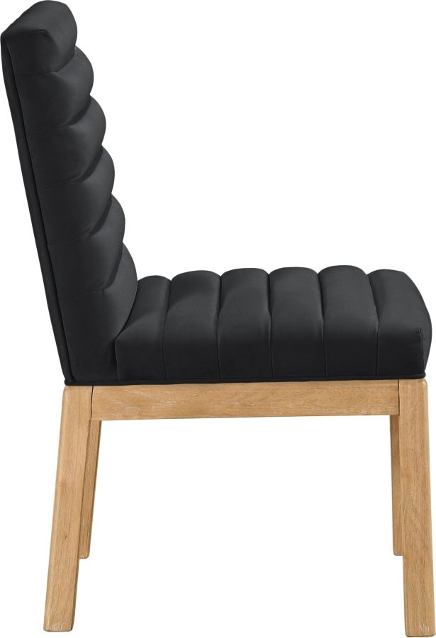 Meridian Furniture Evelyn Black/Natural Velvet Upholstered Side Chair-3