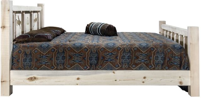 Montana Woodworks® Homestead Clear Lacquer King Bed with Laser Engraved Bronc Design-2