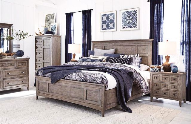 Magnussen Home® Paxton Place Dovetail Grey Complete Queen Panel Bed with Storage Rails-9