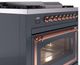 Ilve® Nostalgie II Noblesse 36'' Blue Gray Pro Style Dual Fuel Range with Copper Trim-4