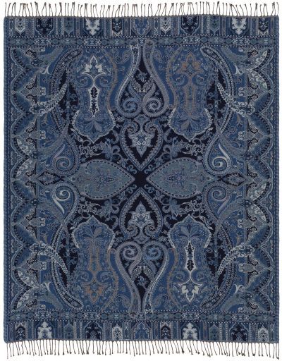 Surya Boteh Dark Blue 50"x60" Throw Blanket-1