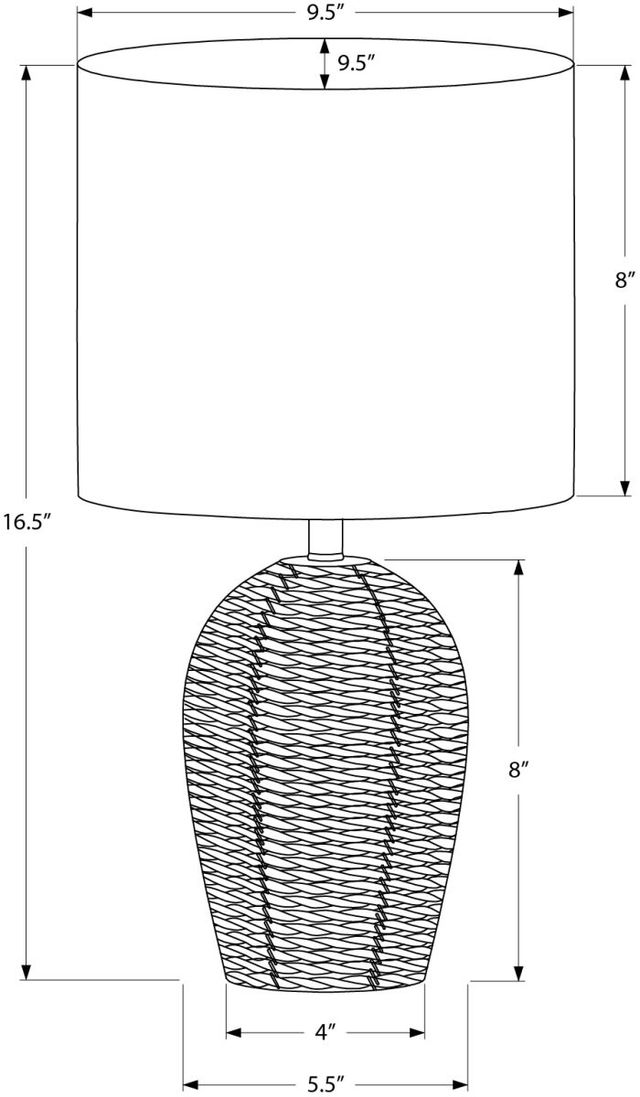 Monarch Specialties Inc. Black Rattan/Ivory Shade Table Lamp -1