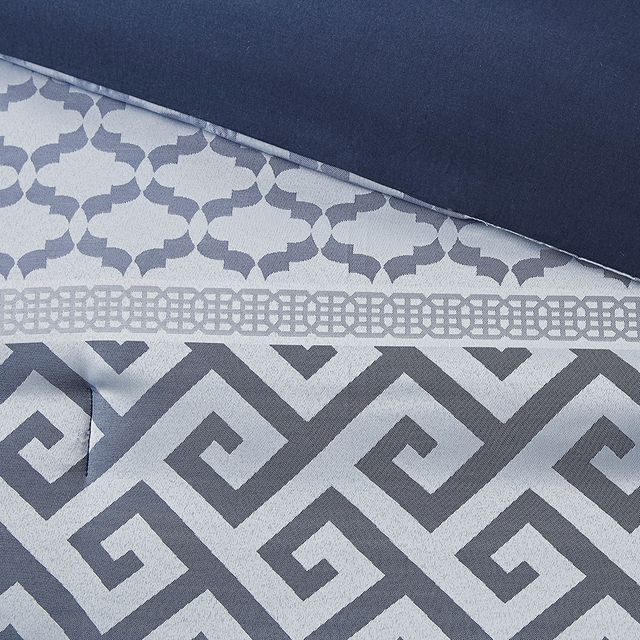 Olliix by Madison Park Bennett 7 Piece Navy King Jacquard Comforter Set-4