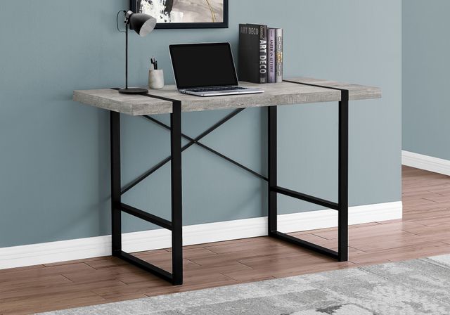 Monarch Specialties Inc. 48"L Grey Reclaimed Wood with Black Metal Computer Desk-2