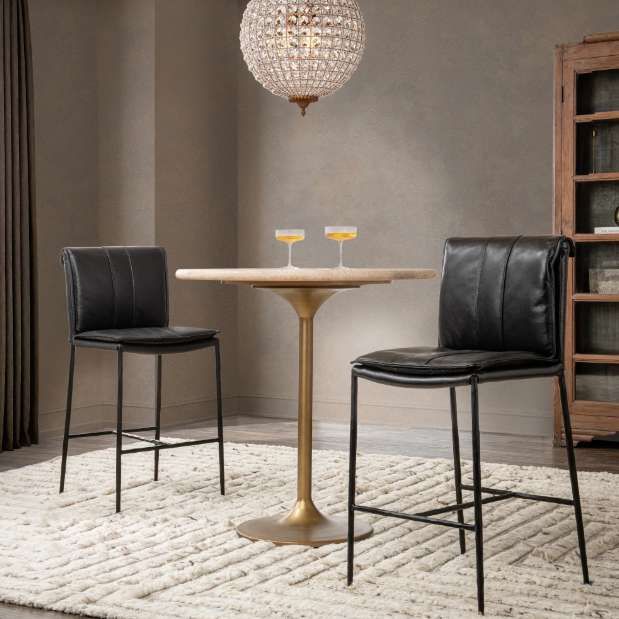 Classic Home Malani Beige Gathering Table with Brown Base-1