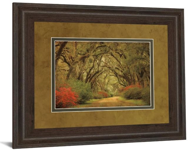 Classy Art Road Lined With Oaks and Flowers by William Guion and Mossy Oak Native Living Framed Print Wall Art-0