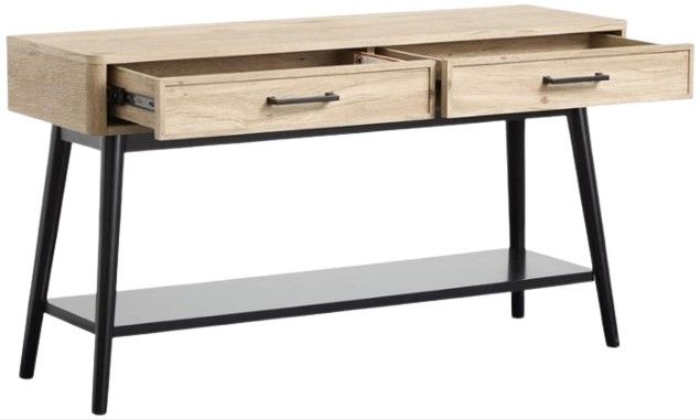 Magnussen Home® Fletcher Driftwood Sofa Table with Black Base-2