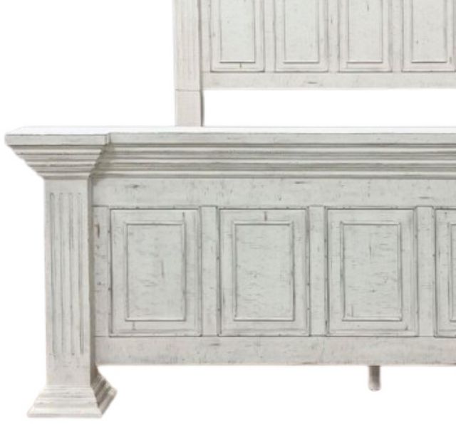 Elements International Heather Rustic White King Panel Bed-1