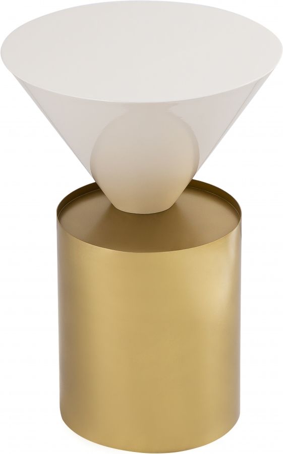 Meridian Furniture Damon White/Brass End Table-1