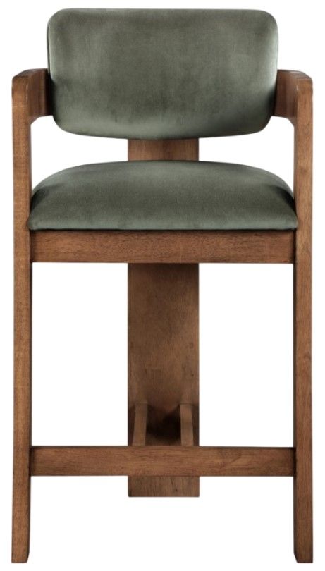 Meridian Furniture Sacha Green/Brown Upholstered Counter Stool-1