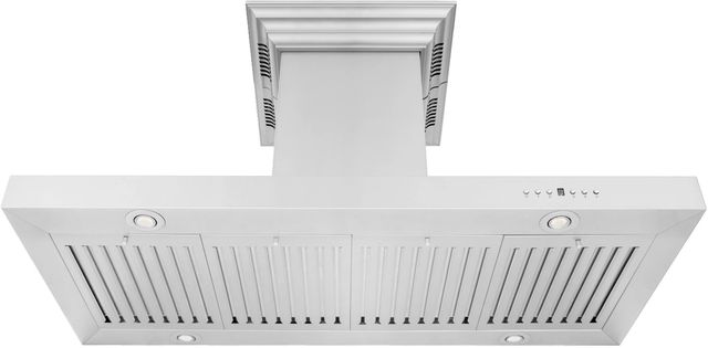 ZLINE CrownSound™ 42" Stainless Steel Ducted Vent Island Mount Range Hood with Built-in Bluetooth Speakers-3