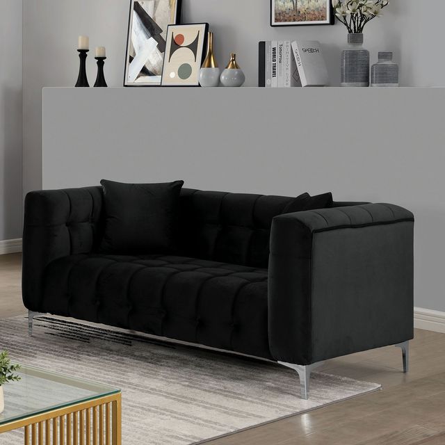 Furniture of America® Thalassa 2-Piece Black Sofa Set-2