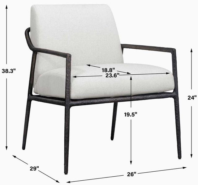 Uttermost® Thayer Oyster White Aluminum Indoor-Outdoor Upholstered Lounge Chair-2