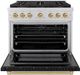 ZLINE Paramount Series Autograph Edition 36" Stainless Steel Pro Style Gas Range with Black Matte Door and Champagne Bronze Accents-1