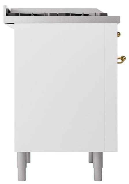 Ilve® Nostalgie II Noblesse 36'' White Pro Style Dual Fuel Range with Brass Trim-2