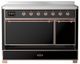 Ilve® Majestic III 48" Glossy Black Pro Style Induction Range with Solid Door and Copper Trim-2