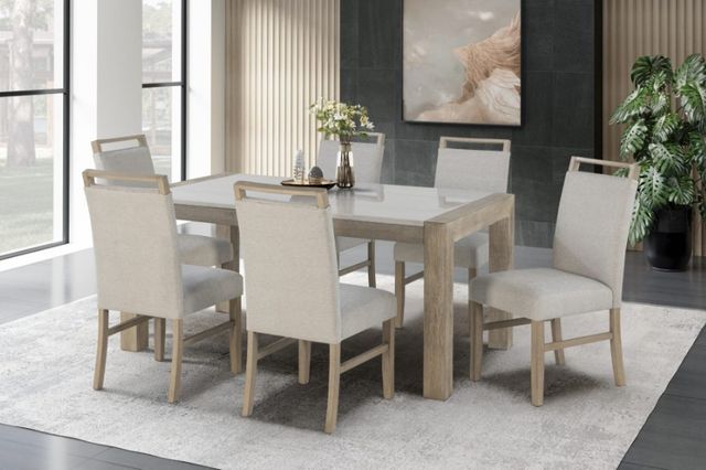 Global Furniture USA D1321 7-Piece Light Gray/White Dining Set-1
