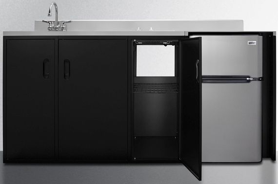 Summit® 72" Black and Stainless Steel All-In-One Kitchenette-3