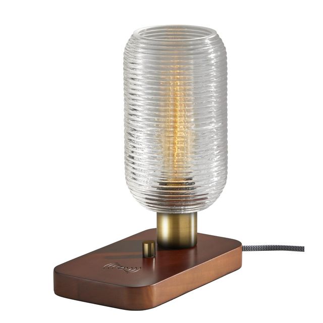 Adesso® Isaac Walnut Adessocharge Table Lantern-0