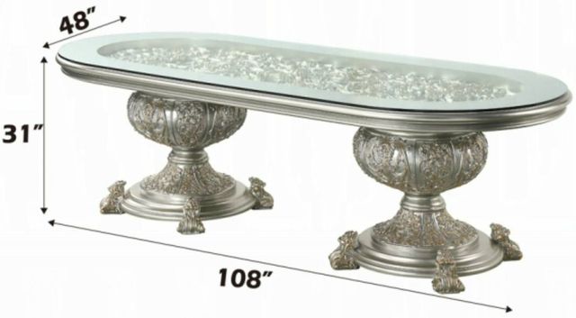 ACME Furniture Sandoval Glass Top Dining Table with Champagne Base-2