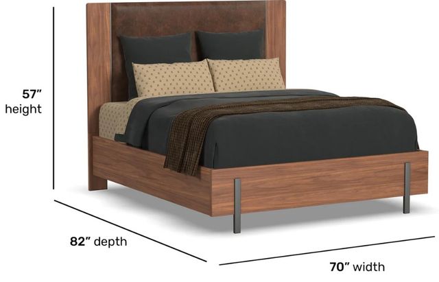 Flexsteel® Lincoln Brown/Walnut Queen Upholstered Panel Bed-2