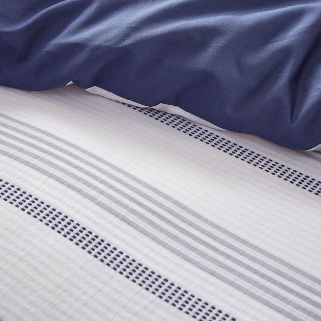 Olliix by Clean Spaces Oakley 5 Piece Striped Organic Cotton Yarn Dyed Indigo and White Full/Queen Comforter Cover Set-4