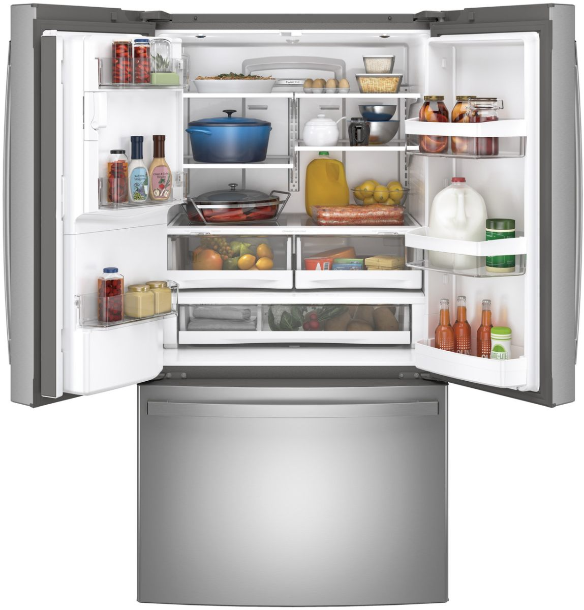 GE® 36 in. 27.7 Cu. Ft. Fingerprint Resistant Stainless Steel French Door Refrigerator