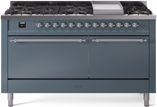 Ilve® Nostalgie II Series 60" Blue Grey Pro Style Dual Fuel Range-0