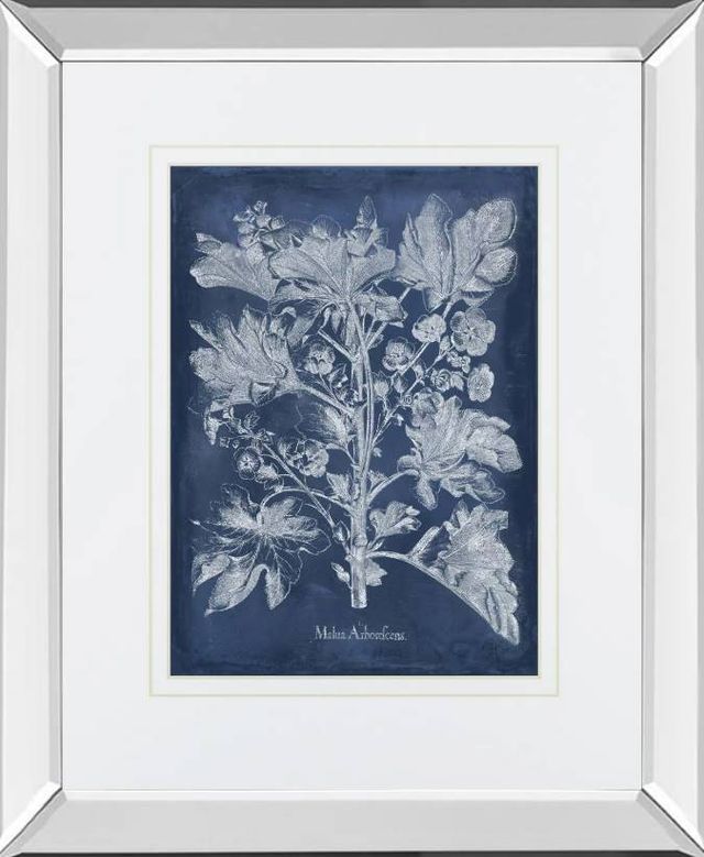 Classy Art Besler Leaves in Indigo II by Vision Studio Mirrored Frame Wall Art-0