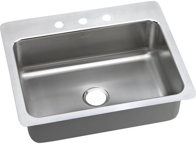 Elkay Lustertone® Classic Lustrous Satin 27" x 22" x 8" 3-Hole Single Bowl Dual Mount Sink-0