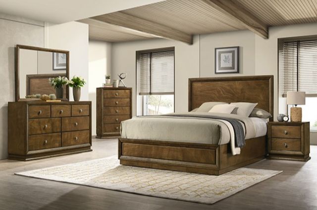 Furniture of America® Kirkham Walnut Queen Panel Bed-2