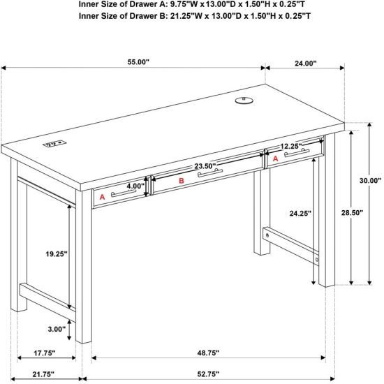 Coaster® Vermes Light Ash Writing desk with Power Outlet-2