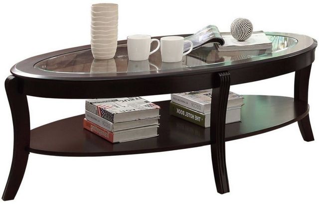 Mazin Furniture Pierre Glass Insert Top Cocktail Table with Espresso Base-0