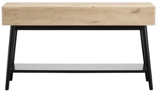 Magnussen Home® Fletcher Driftwood Sofa Table with Black Base-3