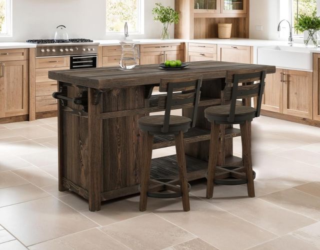 International Furniture Direct Dutton Brown Kitchen Island-1