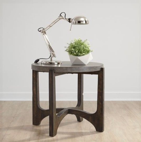 Liberty Furniture Cascade Gray End Table with Wirebrush Rustic Brown Base-1