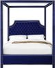 Meridian Furniture Rowan Navy Queen Upholstered Canopy Bed-1