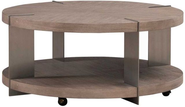 Liberty Furniture Harlow Sandston Round Cocktail Table with Satin Nickel Base-0