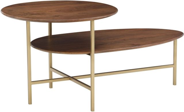 Powell® Tavin Brown Coffee Table with Gold Base