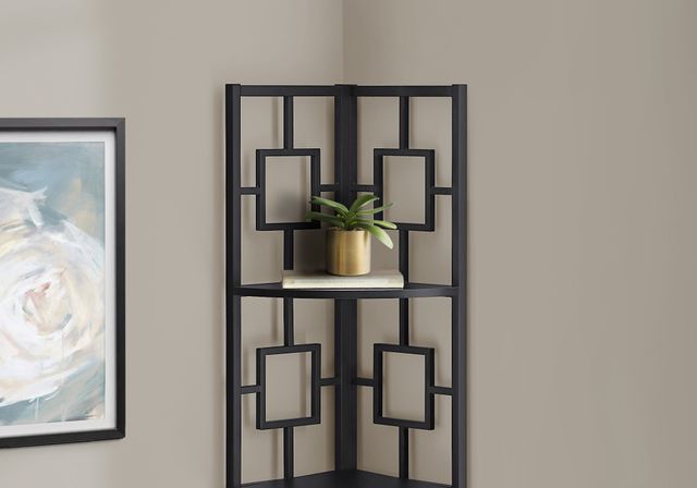 Monarch Specialties Inc. Black 62" Metal Corner Etagere Bookcase-2