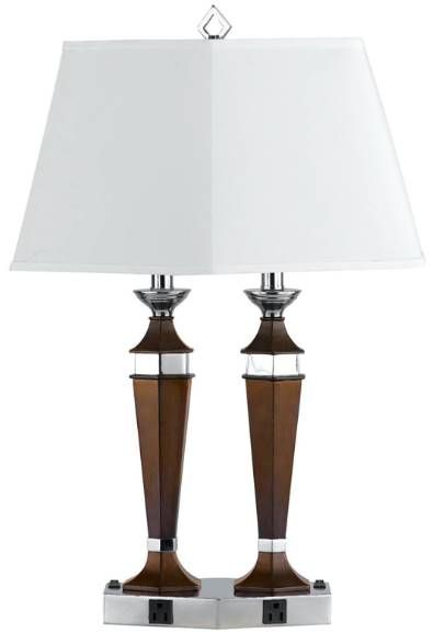 Cal® Lighting & Accessories Brushed Steel/Espresso/White Desk Lamp-0