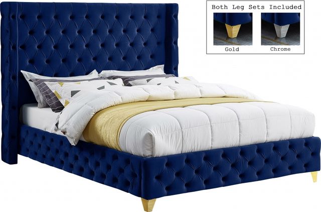Meridian Furniture Savan Navy King Upholstered Panel Bed-3
