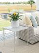 Tommy Bahama® Outdoor Seabrook Oyster White Square End Tablewith Glass Top-1