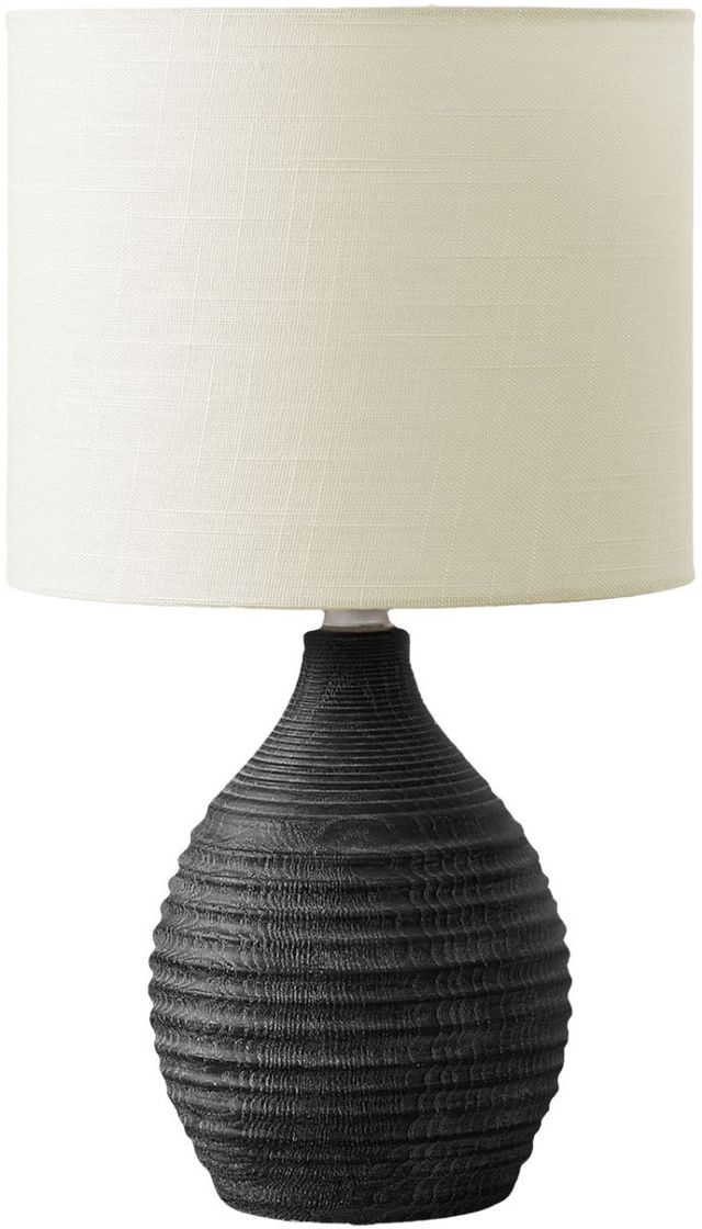 Monarch Specialties Inc. Grey Resin/Ivory Shade Table Lamp -0